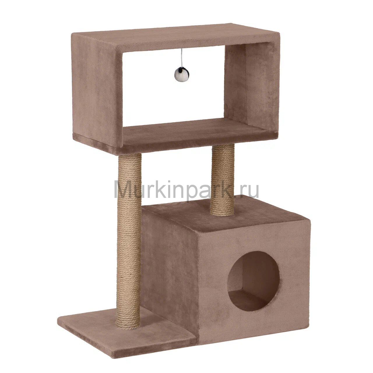 Когтеточка КУБ С МЕЗОНИНОМ джут 60х35х85 ?7 Rich Breed КД-14 КАПУЧИНО