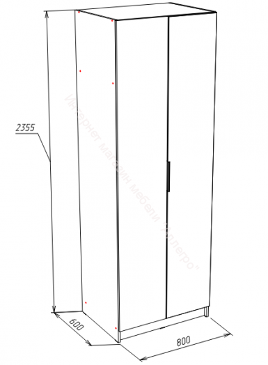 Шкаф 2-х дверный с зеркалом ВЕНЕЦИЯ Дуб серый Крафт/Серый графит