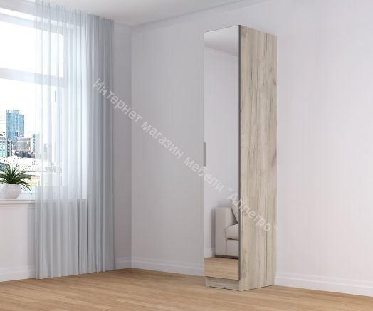 Шкаф пенал с зеркалом ВЕНЕЦИЯ Дуб серый Крафт/Серый графит