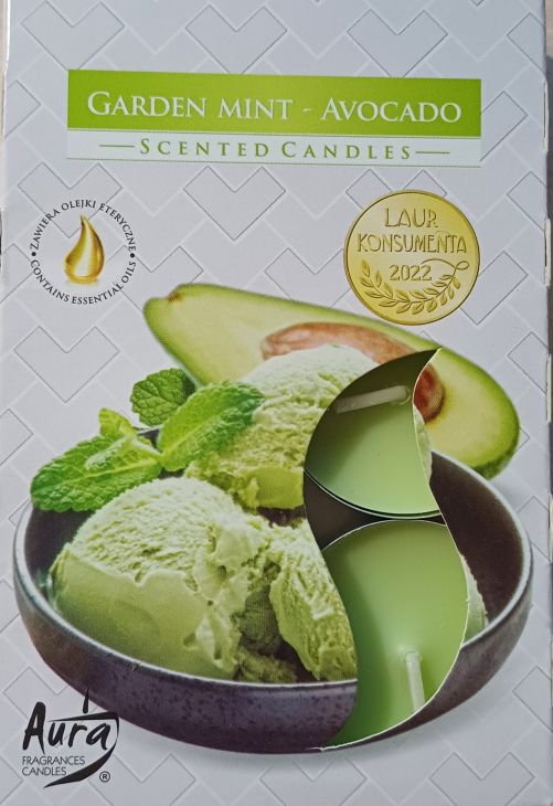 Bispol Ароматические свечи чайные Garden Mint Avocado, 6 шт.