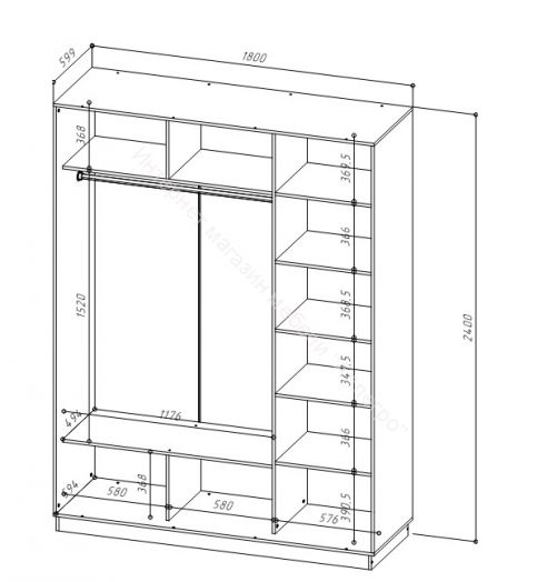 Шкаф-купе 3-х дверный FIX 24.8.8.8 Дуб Сонома