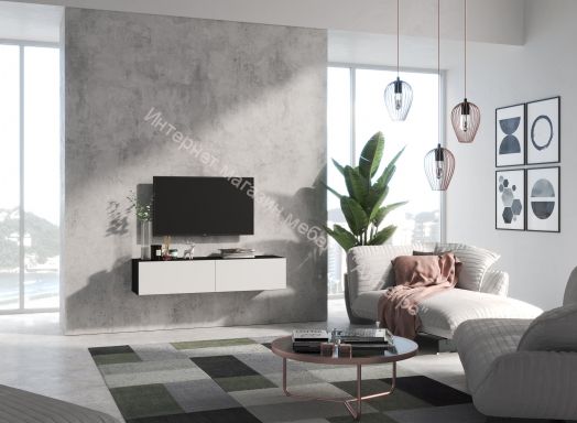 Тумба ТВ 140 SOMERO Чёрный/Белый