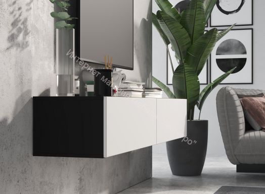 Тумба ТВ 180 SOMERO Чёрный/Белый