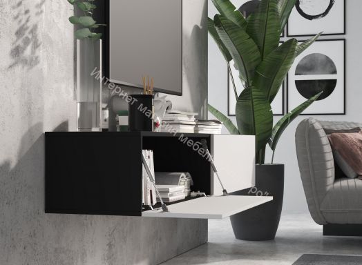 Тумба ТВ 120 SOMERO Чёрный/Белый