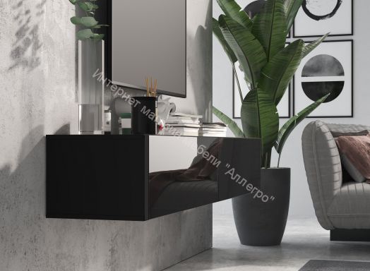 Тумба ТВ 180 SOMERO Чёрный/Чёрный глянец