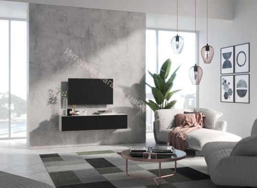 Тумба ТВ 140 SOMERO Белый/Чёрный