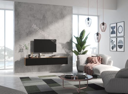 Тумба ТВ 180 SOMERO Дуб Вотан/Чёрный