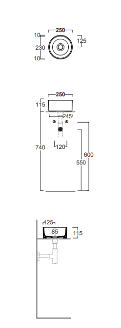 Раковина круглая накладная Foriu SIMAS FO21 25x11,5 схема 2