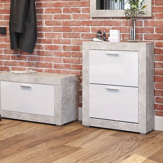 Тумба для обуви О-2 с 2-я секциями МОНТАНА Аtelier/Белый глянец