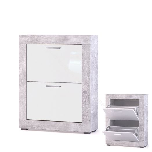 Тумба для обуви О-2 с 2-я секциями МОНТАНА Аtelier/Белый глянец