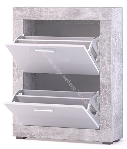 Тумба для обуви О-2 с 2-я секциями МОНТАНА Аtelier/Белый глянец