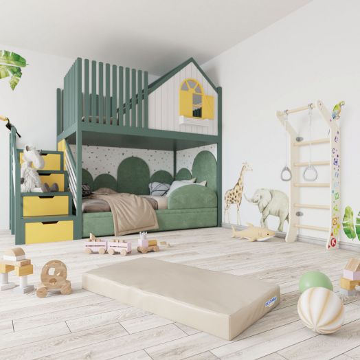 Мат (мягкий щит)  1000*500*100, одинарный (зеленый/желтый)