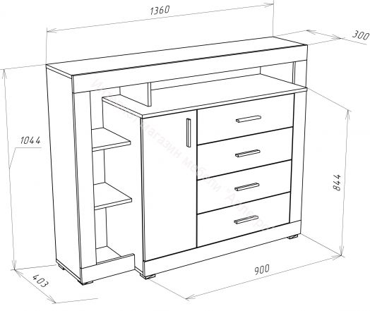 Комод МОНТАНА Аtelier/Белый глянец