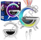 Колонка универс.с радио YN-2388P белый ,RGB с беспроводной зарядкой (AUX,microSD)