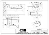 Gessi биде подвесное 37515 Mimi 54,5х36,2 схема 2