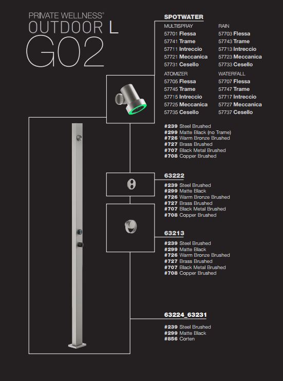 Душевая стойка  уличная с хромотерапией Gessi Outdoor L 63231 ФОТО