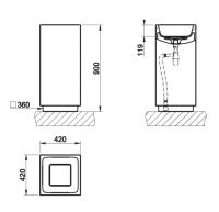 Раковина с напольным монтажом и сливом в пол Gessi Rettangolo 37521 42х42 схема 2