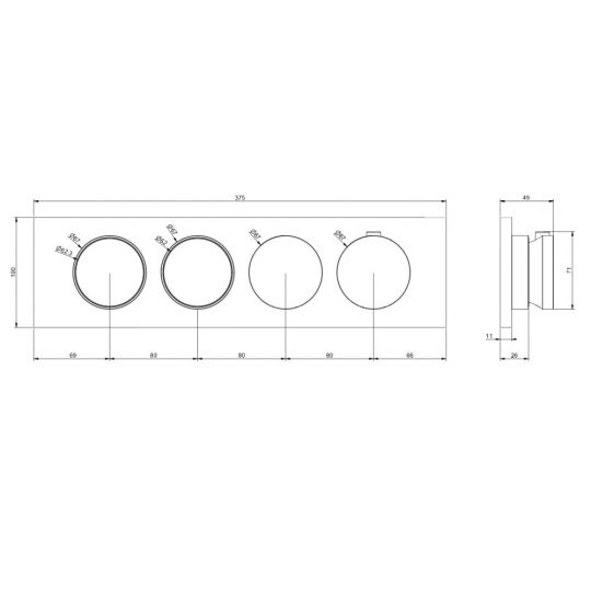 Смеситель встроенный термостатический Gessi Origini 66222 схема 2