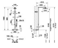 Душевая колонна с тропическим душем Gessi Rettangolo 23447 схема 2