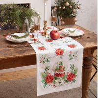 Дорожка на стол новогодняя Christmas red flowers 40*147 см, 100% хлопок, саржа 190гр/м2