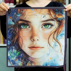 Саржа - Ткань купон на темном "Внутренний ребёнок" 36*36 см. limit