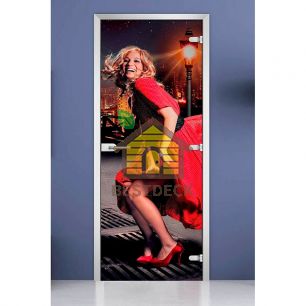 Стеклянная межкомнатная дверь с фотопечатью DW «Woman-19»