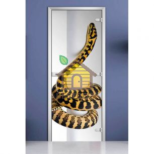 Стеклянная межкомнатная дверь с фотопечатью DW «Animals-04»