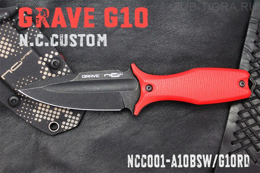 Нож GRAVE  black s/w, G10 red