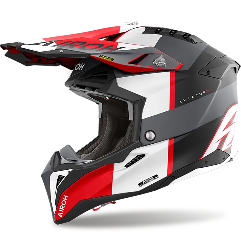 Airoh Aviator 3 Monarch Grey/Red Matt шлем для мотокросса и эндуро