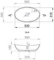 Овальная раковина Salini Noemi 56x34 1101103GF схема 2