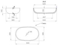 Овальная раковина Salini Gloria 305 64x39 1102205M схема 2