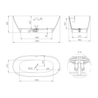 Отдельностоящая ванна из искусственного камня Salini Sofia 165х75 102511G схема 2