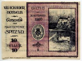 Австрия. Нотгельд ком. Шпиц-на-Дунае 10 геллеров 1920