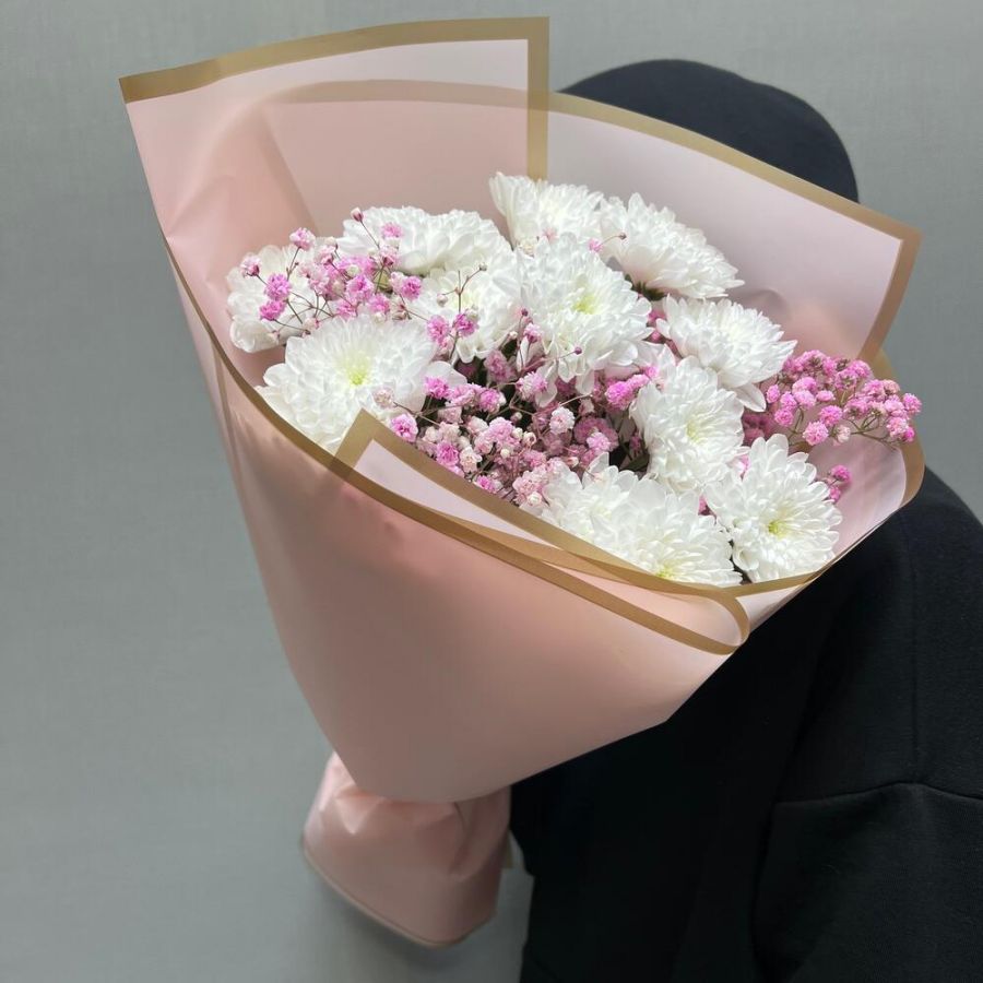 Хризантема с гипсофилой