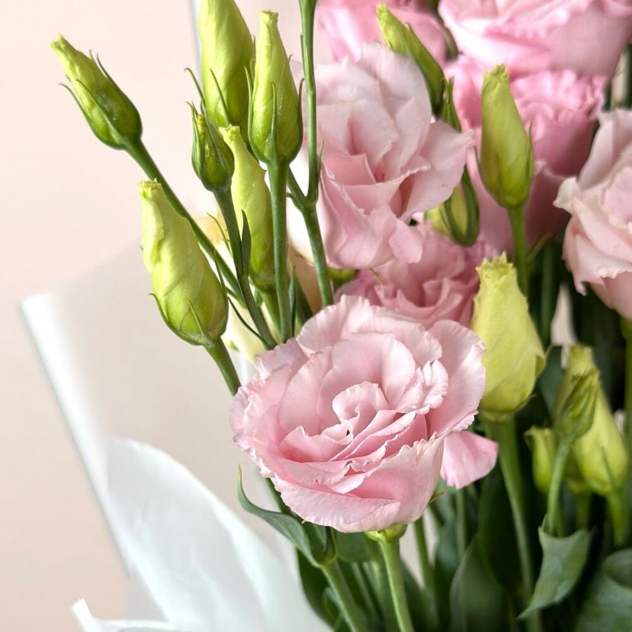 Изящный букет розовой эустомы