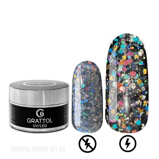 Гель с светоотражающим крупным глиттером Crystal Bright 03 15мл