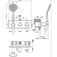 Встраиваемый смеситель для душа Gessi Emporio Via tortona на 2 позиции 44828 схема 4