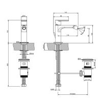 Смеситель для биде Gessi Emporio Via manzoni с 1 отверстием и донным клапаном 38608 схема 4