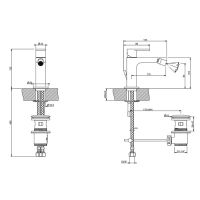 Смеситель для биде Gessi Emporio Via manzoni с 1 отверстием и донным клапаном 38607 схема 4