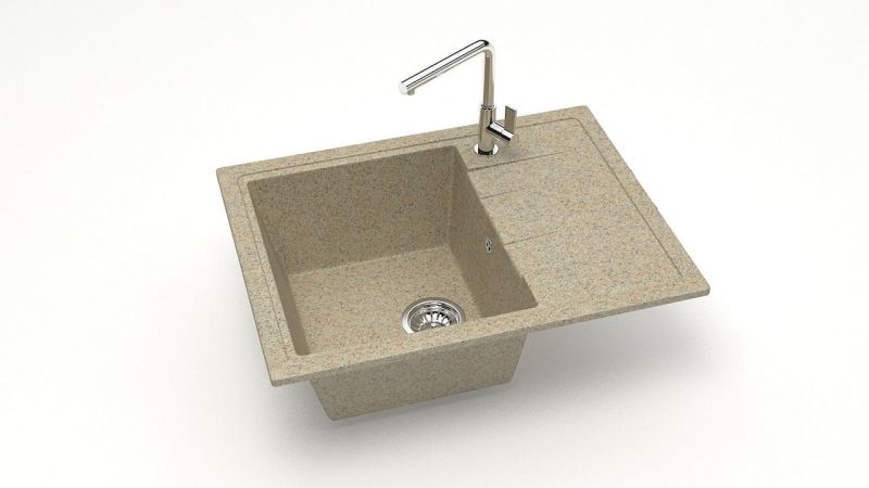 Мойка для кухни с крылом каменная 57,5x0,1 см SANTEGRO SZ150-575/Q5 бежевый матовый