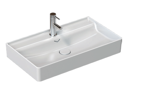 Изображение Накладная прямоугольная раковина Isvea Vea 81 с отверстием под смеситель в комплекте сифон 81 см