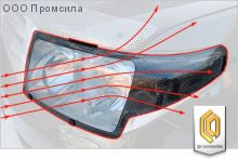 Защита фар Шелкография "карбон" серебро Toyota Land Cruiser 100 2002-2007