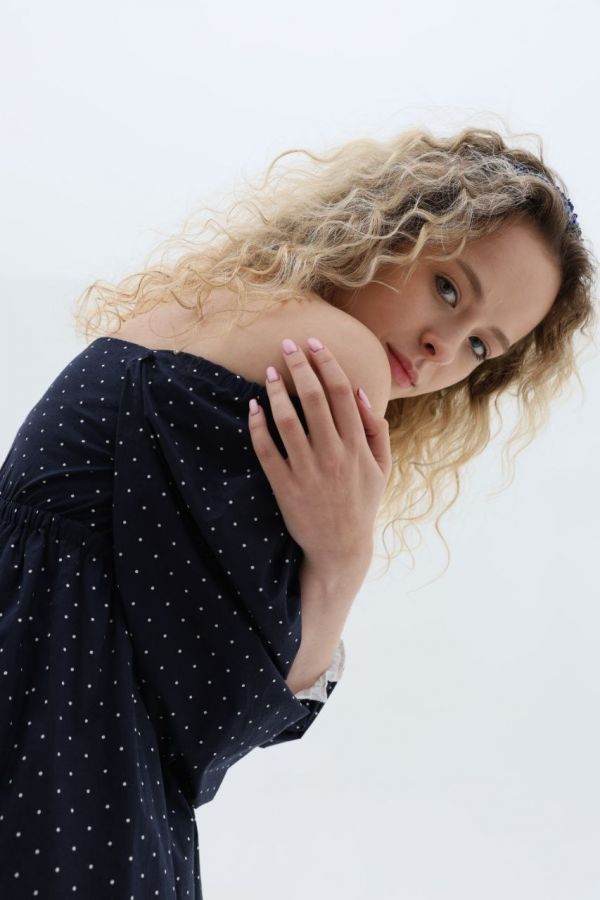 Платье Babydoll в горошек с кружевом