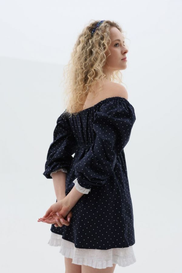 Платье Babydoll в горошек с кружевом