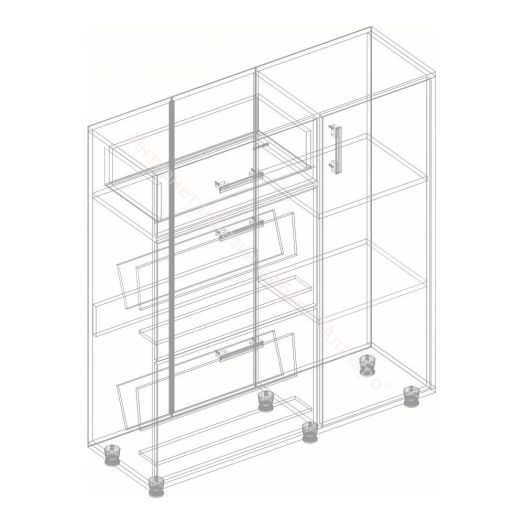 Обувница "Граф" 3-х створчатая с ящиком Перламутр/Дуб баррик