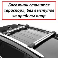 Багажник на рейлинги Renault Sandero Stepway, Lux Hunter, серебристый, крыловидные аэродуги