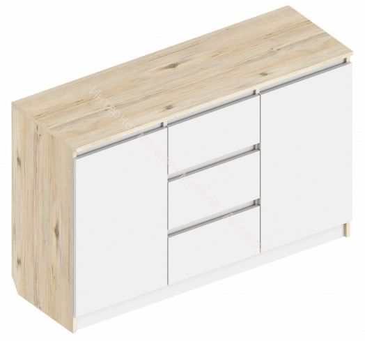 Комод 2-ств. с 3 ящиками 1200 мм Белый лофт/Гаскон пайн