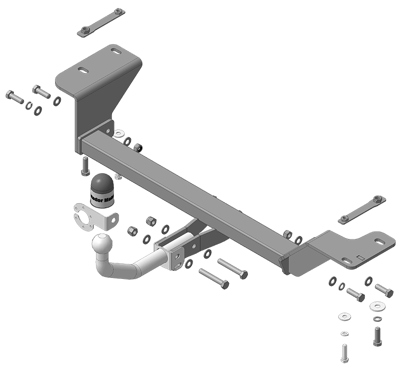 Фаркоп с оцинк. шаром JAC JS4 2021-, Москвич 3 2022- крепление шара на двух болтах
