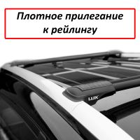 Багажник на рейлинги Toyota Highlander 2007-14, Lux Hunter, черный, крыловидные аэродуги