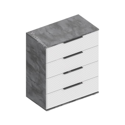 Комод с 4 ящиками "Лео 2" Софт Айс (белый)/Айрон Рок